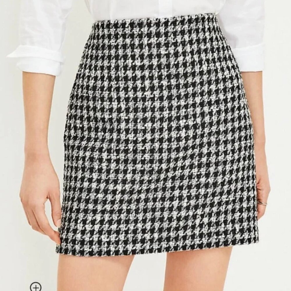 LOFT Shimmer Houndstooth Shift Skirt, Size 2, EUC